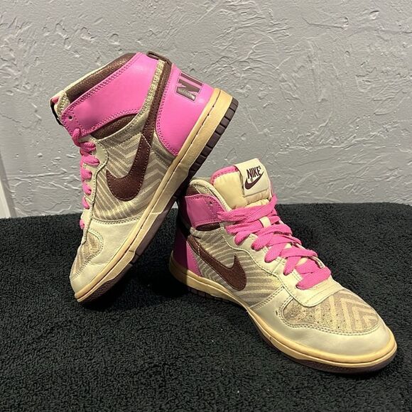 🔥🔥 NIKE Womens Dunk High Pink Gold Animal Print Retro Sneakers Sz 6.5 - GUC - Picture 3 of 13